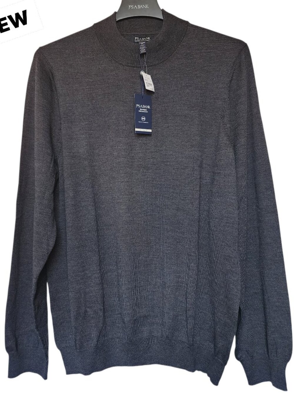 3XLT Gray Mockneck Sweater Tall Merino Wool Blend Charcoal Jos A Bank New Nwt